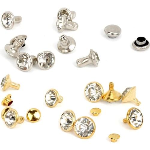 50Sets Crystal Rhinestone Trim Rivets Diamante Studs DIY Crafts Clothing Bag Leather Decorative Rebite Spikes Glass Drill Nail