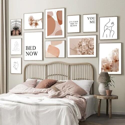 Abstract line Body Art Girl Flower Quotes Wall Art Canvas Painting Nordic Posters And Prints Wall Pictures For Living Room Decor