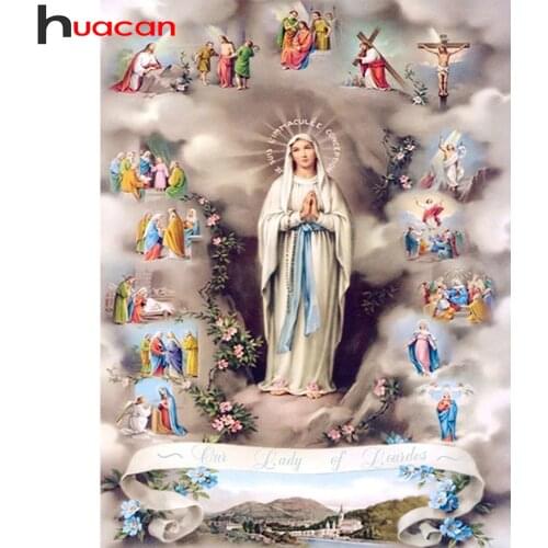Huacan Diy Diamond Painting Mosaic Virgin Mary Diamond Art Embroidery Cross Stitch God Christian Religion Wall Decor
