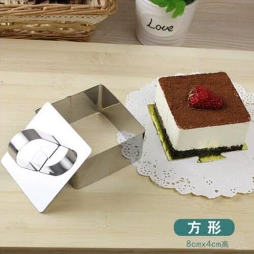 BAKEST Square Mousse Rings Sets Pastry Baking Tools Stainless Steel Cake Cutters