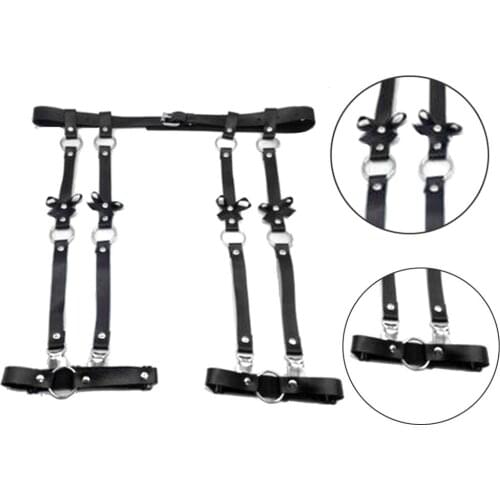 Handmade Punk Bowknot Garter Belts Leg Ring Harness with 4 Suspenders Straps Suitable for nightwear honeymoon sex toys for woman