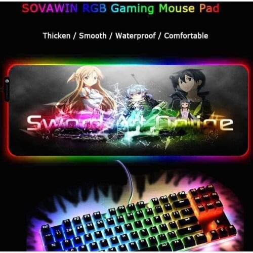 Mairuige Sword Art Online RGB Game Large Mouse Pad Player Leader Computer Anime MousePad Backlit Carpet Keyboard Desk Mat