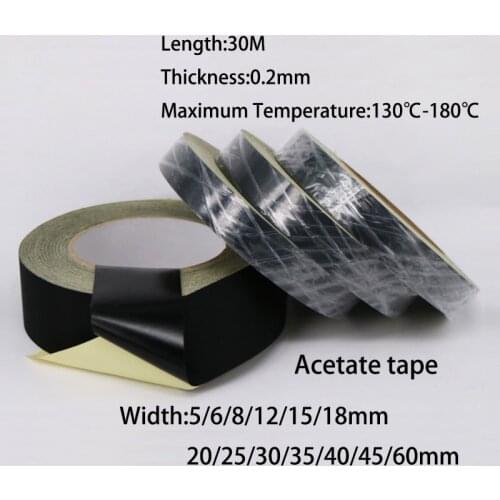 Black Adhesive Insulate Acetate Cloth Tape Sticky for Laptop PC Fan Monitor Screen Motor Wire Wrap 30M Insulated Rubber Tape