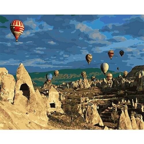 DIY Digital Painting By Numbers Package Turkish balloon oil painting mural Kits Coloring Wall Art Picture Gift frameless
