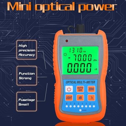 FTTH Mini Optical Power Meter AUA-G70A/50A OPM Fiber Optical Cable Tester -70dBm~+10dBm SC/FC/ST Universal Interface Connector
