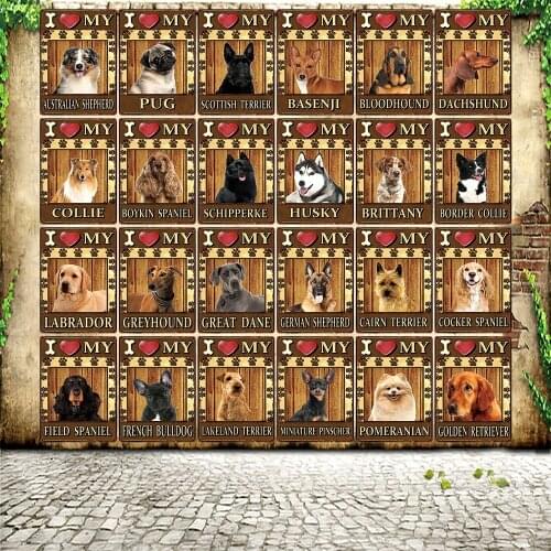 [ WellCraft ] I Love My Dog Border Collie Pug Labrador Metal Sign Tin Poster Home Decor Bar Wall Art Painting 20*30 CM Sizer L6