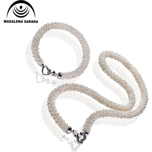 MADALENA SARARA 4-5MM Freshwater Pearl Multi-rows Natural White Pearl Necklace AAA Quality Guarantee 18"