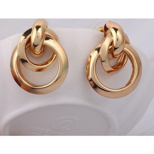 LEADERBEADS Multilayer Gold Color Drop Earrings 2019 ZA Trendy Statement Jewelry Dumb Gold Minimalist Small Dangle Earrings