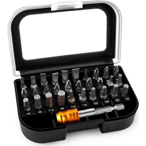 31 Pcs Screwdriver Bit Set (30 Most Commonly Used Screwdriver Bits + 1 Quick Release Hex Chuck Extension Adapter)