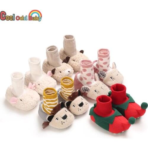 New Cartoons Winter Baby Boy Girl Warm Sock Shoes Cute Newborn Infant Soft Anti-slip Floor Boots Fuzzy First Walkers 0-18M