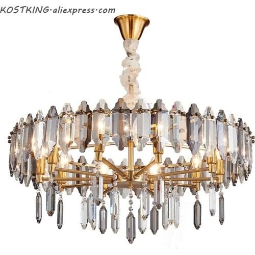 New design gold crystal chandelier lighting modern kroonluchter lustre LED foyer lights dinning room lamp