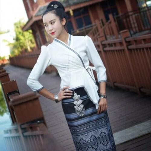 Thailand Yunnan Ethnic minority Dai Clothing Festival Jacket + Skirt Thai Race Fashion Summer Air-permeable Slim Casual Dress