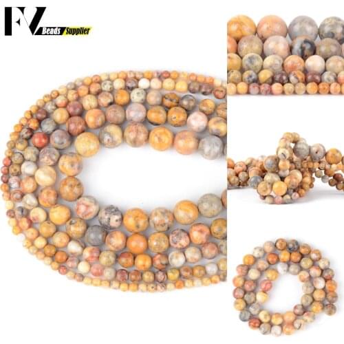 Wholesale 4-12mm Natural Crazy Agates Stone Loose Spacer Round Beads For Jewelry Making DIY Bracelets Necklace Needlework 15"