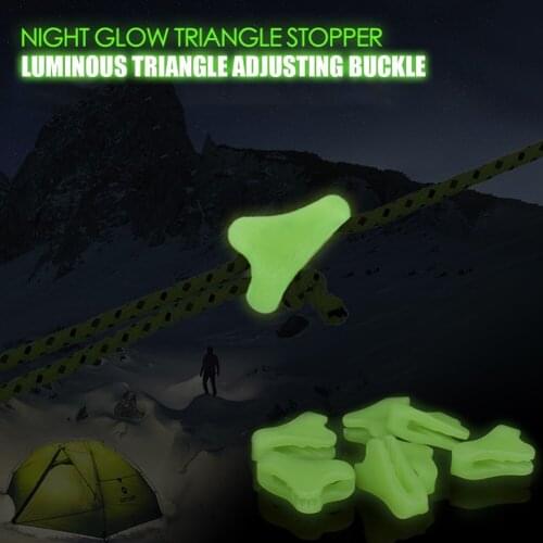Outdoor Camping Luminous Tent Rope Buckle Canopy Triangle Tightening Buckles Set Support Rod Thunder Proof Caps