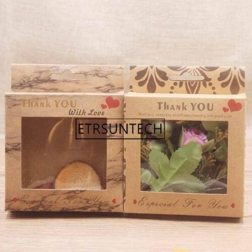 500pcs Thank You With Love Gift Box with Clear Window Hanging Hole Packaging Boxes Party Favors Window Box Package