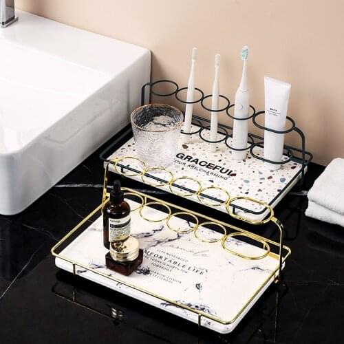 Bath Multifunction Base Frame Storage Rack Iron Electric Toothbrush Holder Diatom Mud Table Absorbent Pad Stand Shelf Cup Holder