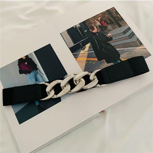 Gold Chain Belt Elastic Silver Metal Waist Belts For Women High Quality Stretch Cummerbunds Ladies Coat Chain Belt Waistband