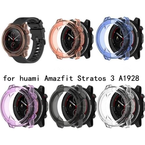 Clear TPU Protector Bumper Watch Frame Case Cover for Xiaomi Amazfit Stratos 3 A1928 Smart Watch Band Strap Accessories Stratos3