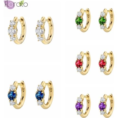 925 Sterling Silver Ear Buckle Korean Style Crystal Hoop Earrings Luxurious Colorful Fashion Jewelry For Women Birthday Gifts
