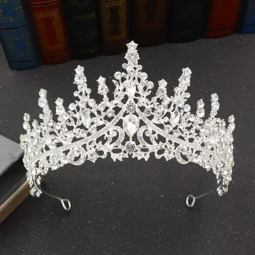 Rhinestone Bridal Tiaras And Crowns Women Royal Queen Crystal Baroque Bride Jewelry Pageant Diadem Wedding Hair Accessories