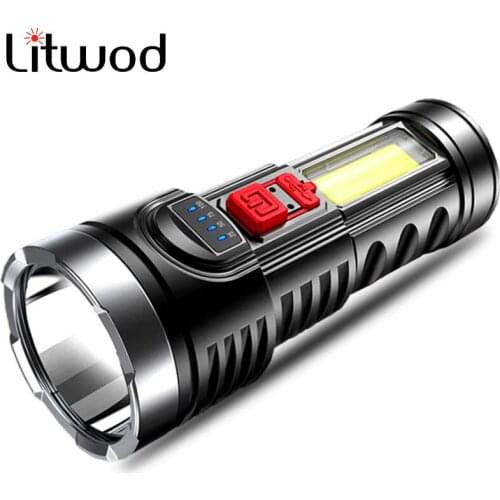 Ultra-Bright Fashlight Portable Powerful Light COB Side Light Floodlight USB Rechargeable Outdoor Searchlight Household Light