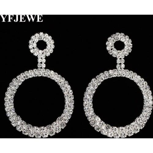 YFJEWE New Style Gold Colors Crystal Round Long Drop Earrings Luxury Bridal Wedding Accessories Jewelry for Women E384