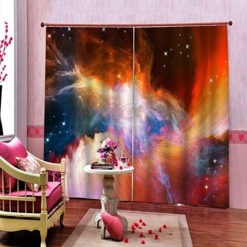 Custom 3 D Curtain Dream colorful starry sky For Living room Bedroom Blackout Window Drapes Decor Sets 2 Panels With Hooks