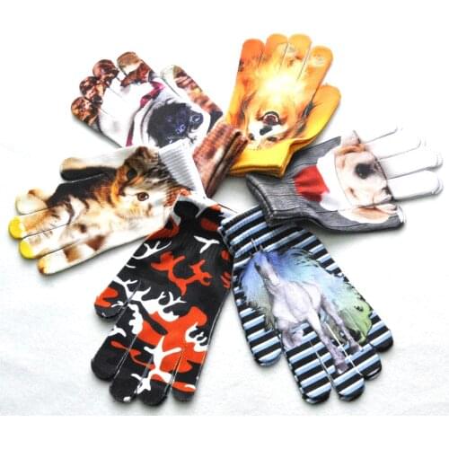 Adult autumn and winter handguards, warm knitted gloves, 3D unicorn pattern, digital printing, touch screen gloves