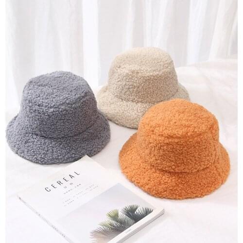 Winter Women Hats Teddy Velvet Warm Ear Protector Fisherman Hat Accessories vintage Lamb Velvet Cap Lovely Plush bucket hat