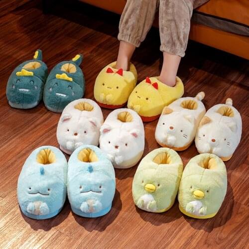 Winter Girl Cartoon Cotton Slippers Couple Cute Warm Plush Shoes Mens Indoor Comfortable Home Slides Women Soft Furry Slippers
