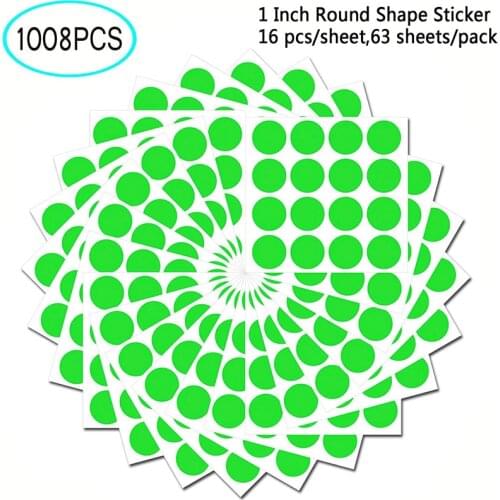 New Trend 1000 PCs Green Dot Labels Stickers Self-adhesive Paper Fluorescent Writable for Handmade Gift Seal Sticker Label