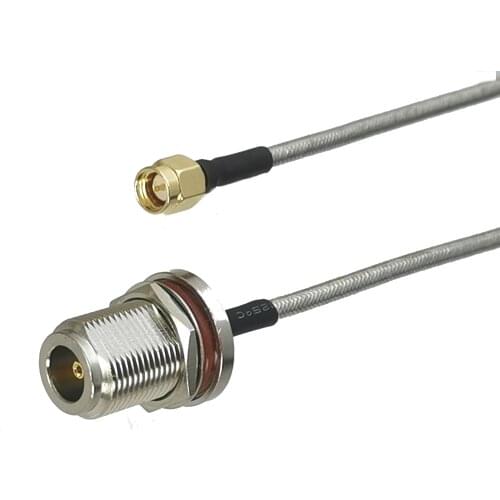1Pcs RG402 0.141" N Female Bulkhaed to SMA Male Plug Connector RF Coaxial Jumper Pigtail Silver Semi Flexible Cable 6inch~10M