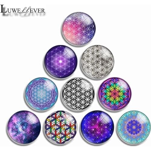 12mm 10mm 16mm 20mm 25mm 30mm 558 Flower Of Life Mix Round Glass Cabochon Jewelry Finding 18mm Snap Button Charm Bracelet