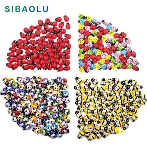 100pc Artificial Ladybugs cartoon sticker Micro Landscape Bonsai figurine home miniature fairy garden decoration accessories