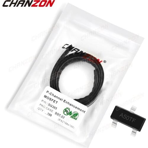 100Pcs SI2305 SOT-23 N-Channel Enhancement Mosfet Transistor Bipolar Junction BJT Tube Fets SMD -4.1A -20V Integrated Circuits