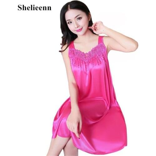 2021 Summer Sexy Women Ice Silk Sleepwear Female Nightgown Women Nightwear for Ladies Night Shirts Home Clothing Loose Homewear