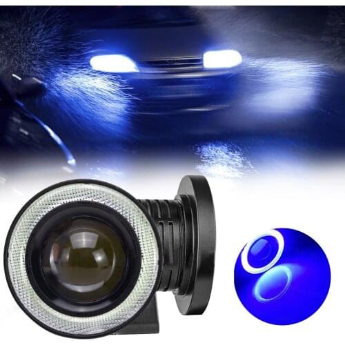 3.5" COB LED Fog Light Halo Blue Angel Eye Ring Driving Bulbs Energy Saving LED Headlight