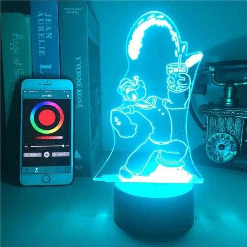 App Control 3D Lamp Popeye Lights Popeye Eats Spinach Anime Cartoon Festival Decoration Teenager Light Bedside Lamp 3D Illusion