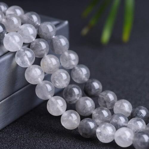 4/6/8/10/12mm Natural Devil Crystal Stone Beads DIY Round Loose Cloud Crystal Beads For Jewelry Making Gray Crystal Strand 15