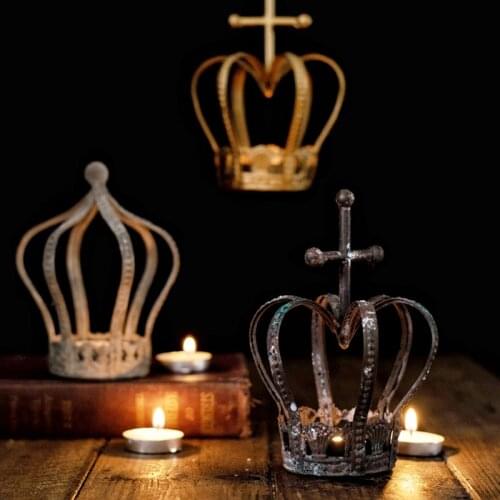 American Classic Copper Iron Crown Candlestick Retro candelabra wall candle holders Home Props decorations Wedding Gifts