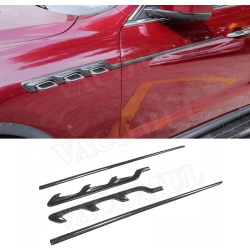 Carbon Fiber Front Fender Air Vent Trim Door Decoration Strips for Maserati Levante 2016-2019 4PCS/Set Car Styling