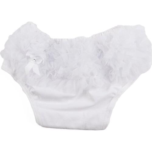 White Baby Girl Ruffle Bloomers Panties Diaper Cover Image S