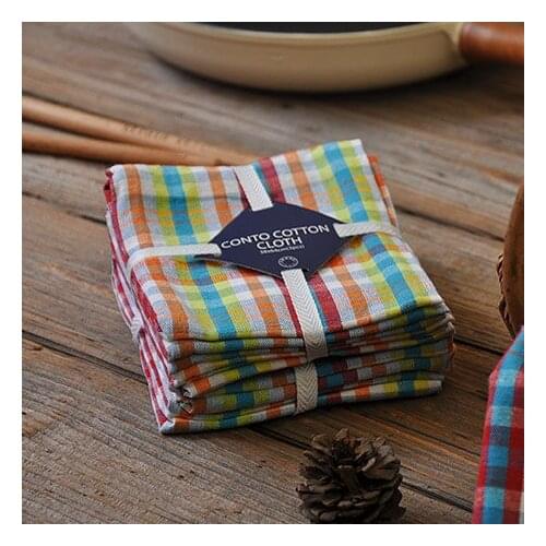 Brand cotton dining table plates placemats colorful drink coasters plaid tea cup mats rectangle kitchen zakka American style
