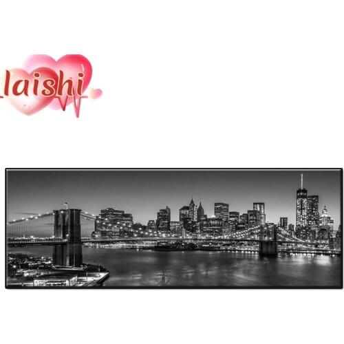 Brooklyn Bridge in Black and White Round drill diamond painting cross stitch mosaics Full cover embroidery diamond embroidery