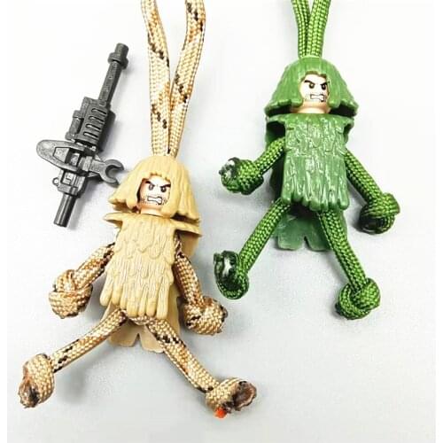 Army Special Troop Figure Keychain Ghillie Suit Soldier Figure Key Chain Braided Paracord Rope Buddy Bag Hanging Backpack Doll