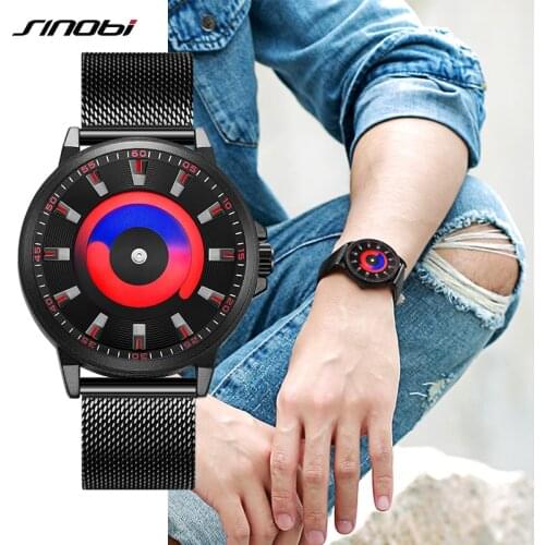New SINOBI Fashion Sports Mens Quartz Wirstwatch Man Miyota Movement Watch Mens Watches Creative Vortex Clock Relogio Masculino