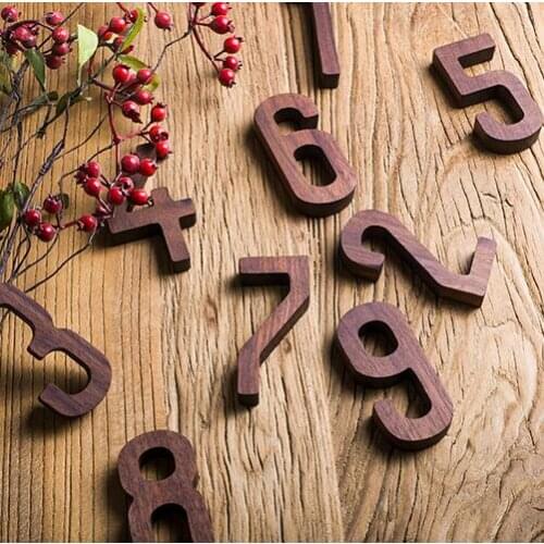 Black Walnut Number Decorative Numeral Combination Wall Decoration DIY Arabic Numerals Home Decoration Wooden House number