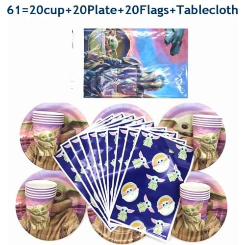Disney Mandalorian Yoda Baby Theme Birthday Party Disposable Tableware Decorations Kids Shower Cup Plate Gift bag Party Supplies