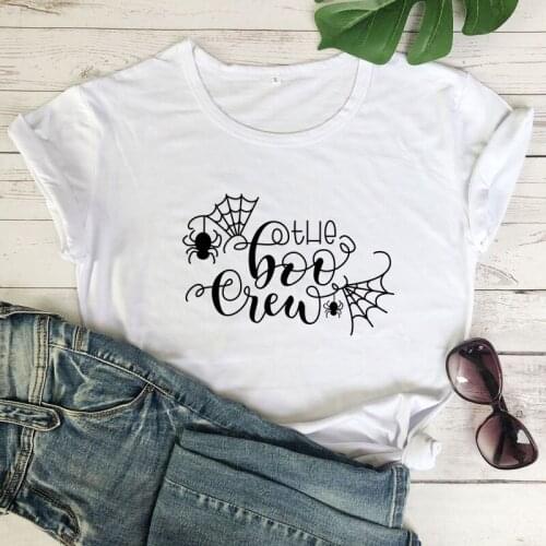 The Boo Crew Halloween T-shirt Cute Women Squad Party Tee Shirt Top Funny Unisex Short Sleeve Graphic Holiday Gift Tshirt