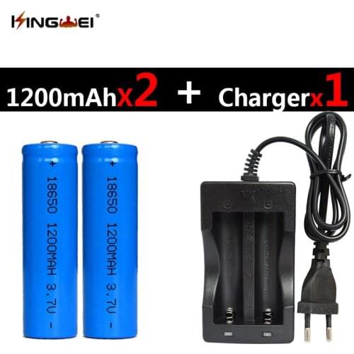 KingWei Hot-sale 2Pcs/lot 18650 3.7v Rechargeable Li-ion 1200mah Battery With one NK-809 Double Battery Charger for Flashlight